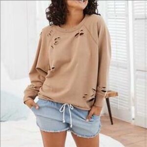 Aerie Distressed Crewneck Sweatshirt
